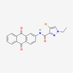 molecular formula C20H14BrN3O3 B10948326 4-bromo-N-(9,10-dioxo-9,10-dihydroanthracen-2-yl)-1-ethyl-1H-pyrazole-3-carboxamide 