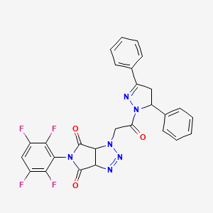 1-[2-(3,5-diphenyl-4,5-dihydro-1H-pyrazol-1-yl)-2-oxoethyl]-5-(2,3,5,6-tetrafluorophenyl)-3a,6a-dihydropyrrolo[3,4-d][1,2,3]triazole-4,6(1H,5H)-dione