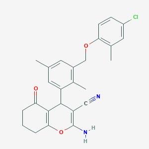 2-amino-4-{3-[(4-chloro-2-methylphenoxy)methyl]-2,5-dimethylphenyl}-5-oxo-5,6,7,8-tetrahydro-4H-chromene-3-carbonitrile