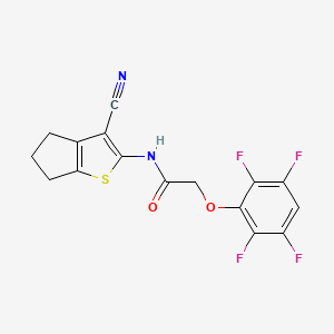 molecular formula C16H10F4N2O2S B10948347 N-(3-cyano-5,6-dihydro-4H-cyclopenta[b]thiophen-2-yl)-2-(2,3,5,6-tetrafluorophenoxy)acetamide 