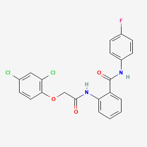 molecular formula C21H15Cl2FN2O3 B10948349 2-{[(2,4-dichlorophenoxy)acetyl]amino}-N-(4-fluorophenyl)benzamide 