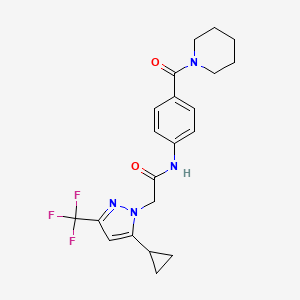 2-[5-cyclopropyl-3-(trifluoromethyl)-1H-pyrazol-1-yl]-N-[4-(piperidin-1-ylcarbonyl)phenyl]acetamide