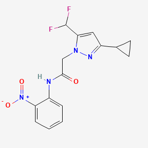 molecular formula C15H14F2N4O3 B10948367 2-[3-cyclopropyl-5-(difluoromethyl)-1H-pyrazol-1-yl]-N-(2-nitrophenyl)acetamide 