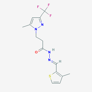 molecular formula C14H15F3N4OS B10948375 N'-[(E)-(3-methylthiophen-2-yl)methylidene]-3-[5-methyl-3-(trifluoromethyl)-1H-pyrazol-1-yl]propanehydrazide 