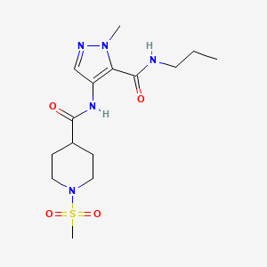 molecular formula C15H25N5O4S B10948381 N-[1-methyl-5-(propylcarbamoyl)-1H-pyrazol-4-yl]-1-(methylsulfonyl)piperidine-4-carboxamide 