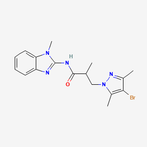 molecular formula C17H20BrN5O B10948400 3-(4-bromo-3,5-dimethyl-1H-pyrazol-1-yl)-2-methyl-N-(1-methyl-1H-benzimidazol-2-yl)propanamide 