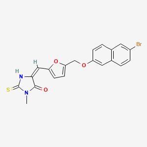 molecular formula C20H15BrN2O3S B10948411 (5E)-5-[(5-{[(6-bromonaphthalen-2-yl)oxy]methyl}furan-2-yl)methylidene]-3-methyl-2-sulfanyl-3,5-dihydro-4H-imidazol-4-one 