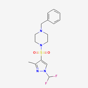 molecular formula C16H20F2N4O2S B10948435 1-benzyl-4-{[1-(difluoromethyl)-3-methyl-1H-pyrazol-4-yl]sulfonyl}piperazine 