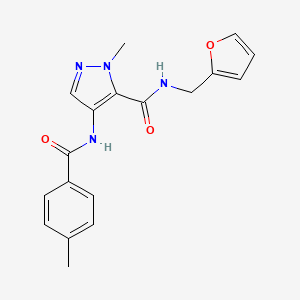 molecular formula C18H18N4O3 B10948474 N-(furan-2-ylmethyl)-1-methyl-4-{[(4-methylphenyl)carbonyl]amino}-1H-pyrazole-5-carboxamide 