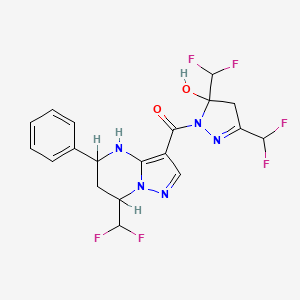 [3,5-bis(difluoromethyl)-5-hydroxy-4,5-dihydro-1H-pyrazol-1-yl][7-(difluoromethyl)-5-phenyl-4,5,6,7-tetrahydropyrazolo[1,5-a]pyrimidin-3-yl]methanone