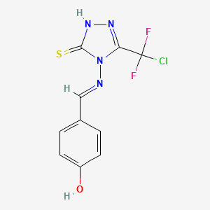 4-[(E)-({3-[chloro(difluoro)methyl]-5-sulfanyl-4H-1,2,4-triazol-4-yl}imino)methyl]phenol