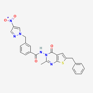 N-(6-benzyl-2-methyl-4-oxothieno[2,3-d]pyrimidin-3(4H)-yl)-3-[(4-nitro-1H-pyrazol-1-yl)methyl]benzamide