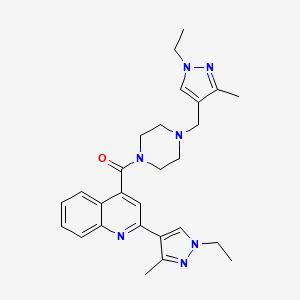 {4-[(1-ethyl-3-methyl-1H-pyrazol-4-yl)methyl]piperazin-1-yl}[2-(1-ethyl-3-methyl-1H-pyrazol-4-yl)quinolin-4-yl]methanone