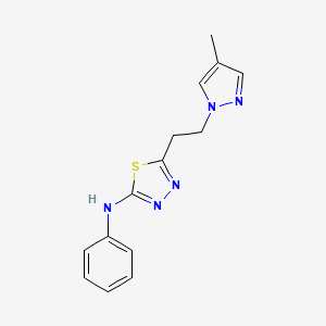 molecular formula C14H15N5S B10948533 5-[2-(4-methyl-1H-pyrazol-1-yl)ethyl]-N-phenyl-1,3,4-thiadiazol-2-amine 