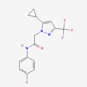 2-[5-cyclopropyl-3-(trifluoromethyl)-1H-pyrazol-1-yl]-N-(4-fluorophenyl)acetamide