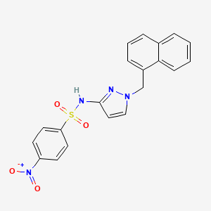 molecular formula C20H16N4O4S B10948560 N-[1-(naphthalen-1-ylmethyl)-1H-pyrazol-3-yl]-4-nitrobenzenesulfonamide 