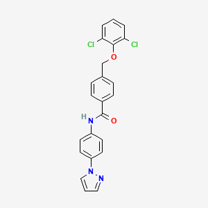 molecular formula C23H17Cl2N3O2 B10948572 4-[(2,6-dichlorophenoxy)methyl]-N-[4-(1H-pyrazol-1-yl)phenyl]benzamide 