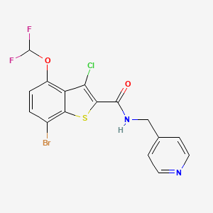 molecular formula C16H10BrClF2N2O2S B10948663 7-bromo-3-chloro-4-(difluoromethoxy)-N-(pyridin-4-ylmethyl)-1-benzothiophene-2-carboxamide 