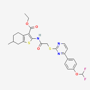 Ethyl 2-{[({4-[4-(difluoromethoxy)phenyl]pyrimidin-2-yl}sulfanyl)acetyl]amino}-6-methyl-4,5,6,7-tetrahydro-1-benzothiophene-3-carboxylate