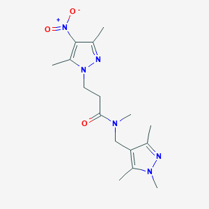 molecular formula C16H24N6O3 B10948737 3-(3,5-dimethyl-4-nitro-1H-pyrazol-1-yl)-N-methyl-N-[(1,3,5-trimethyl-1H-pyrazol-4-yl)methyl]propanamide 