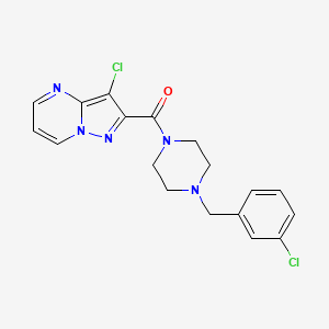 molecular formula C18H17Cl2N5O B10948774 [4-(3-Chlorobenzyl)piperazin-1-yl](3-chloropyrazolo[1,5-a]pyrimidin-2-yl)methanone 