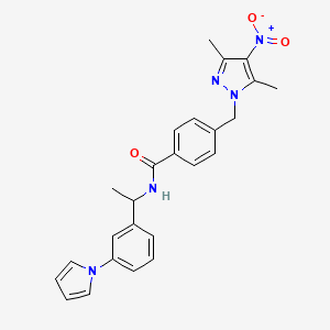 4-[(3,5-dimethyl-4-nitro-1H-pyrazol-1-yl)methyl]-N-{1-[3-(1H-pyrrol-1-yl)phenyl]ethyl}benzamide