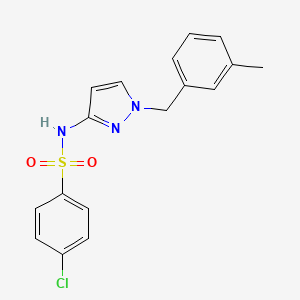 molecular formula C17H16ClN3O2S B10948832 4-chloro-N-[1-(3-methylbenzyl)-1H-pyrazol-3-yl]benzenesulfonamide 