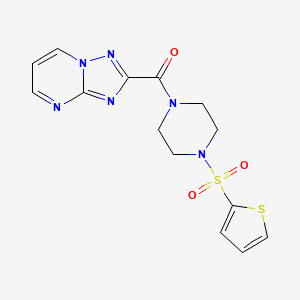 molecular formula C14H14N6O3S2 B10948887 [4-(Thiophen-2-ylsulfonyl)piperazin-1-yl]([1,2,4]triazolo[1,5-a]pyrimidin-2-yl)methanone 