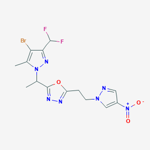 2-{1-[4-bromo-3-(difluoromethyl)-5-methyl-1H-pyrazol-1-yl]ethyl}-5-[2-(4-nitro-1H-pyrazol-1-yl)ethyl]-1,3,4-oxadiazole