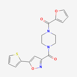 molecular formula C17H15N3O4S B10948927 Furan-2-yl(4-{[5-(thiophen-2-yl)-1,2-oxazol-3-yl]carbonyl}piperazin-1-yl)methanone 