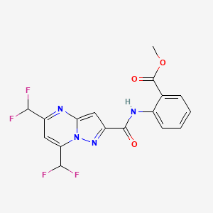 molecular formula C17H12F4N4O3 B10949021 Methyl 2-({[5,7-bis(difluoromethyl)pyrazolo[1,5-a]pyrimidin-2-yl]carbonyl}amino)benzoate 