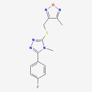 molecular formula C13H12FN5OS B10949029 3-({[5-(4-fluorophenyl)-4-methyl-4H-1,2,4-triazol-3-yl]sulfanyl}methyl)-4-methyl-1,2,5-oxadiazole 