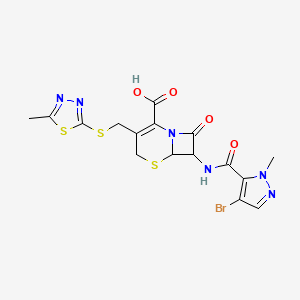 7-{[(4-bromo-1-methyl-1H-pyrazol-5-yl)carbonyl]amino}-3-{[(5-methyl-1,3,4-thiadiazol-2-yl)sulfanyl]methyl}-8-oxo-5-thia-1-azabicyclo[4.2.0]oct-2-ene-2-carboxylic acid