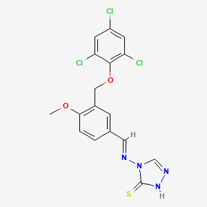 4-{[(E)-{4-methoxy-3-[(2,4,6-trichlorophenoxy)methyl]phenyl}methylidene]amino}-4H-1,2,4-triazole-3-thiol