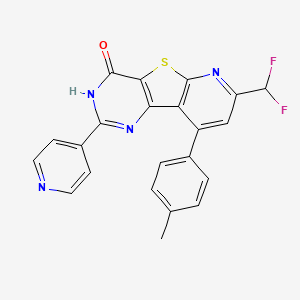 molecular formula C22H14F2N4OS B10949097 11-(difluoromethyl)-13-(4-methylphenyl)-4-pyridin-4-yl-8-thia-3,5,10-triazatricyclo[7.4.0.02,7]trideca-1(9),2(7),3,10,12-pentaen-6-one 