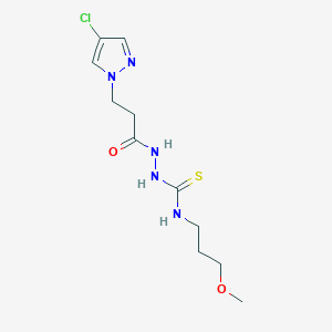 molecular formula C11H18ClN5O2S B10949139 2-[3-(4-chloro-1H-pyrazol-1-yl)propanoyl]-N-(3-methoxypropyl)hydrazinecarbothioamide 