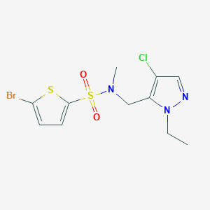 molecular formula C11H13BrClN3O2S2 B10949145 5-bromo-N-[(4-chloro-1-ethyl-1H-pyrazol-5-yl)methyl]-N-methylthiophene-2-sulfonamide 