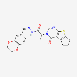 N'-[(1Z)-1-(2,3-dihydro-1,4-benzodioxin-6-yl)ethylidene]-2-(4-oxo-6,7-dihydro-4H-cyclopenta[4,5]thieno[2,3-d]pyrimidin-3(5H)-yl)propanehydrazide