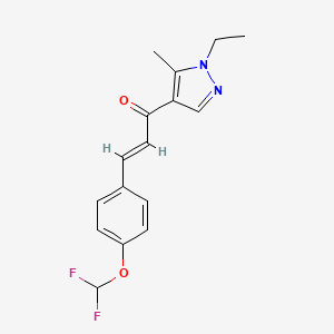 molecular formula C16H16F2N2O2 B10949159 (2E)-3-[4-(difluoromethoxy)phenyl]-1-(1-ethyl-5-methyl-1H-pyrazol-4-yl)prop-2-en-1-one 