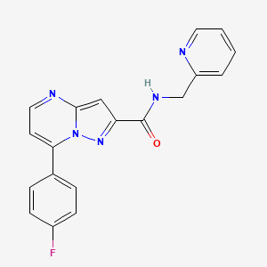 molecular formula C19H14FN5O B10949189 7-(4-fluorophenyl)-N-(pyridin-2-ylmethyl)pyrazolo[1,5-a]pyrimidine-2-carboxamide 