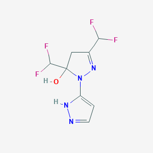 molecular formula C8H8F4N4O B10949190 3,5-bis(difluoromethyl)-4,5-dihydro-1'H-1,3'-bipyrazol-5-ol 