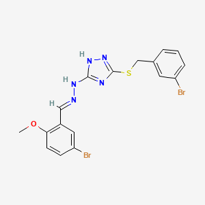 molecular formula C17H15Br2N5OS B10949199 3-[(3-bromobenzyl)sulfanyl]-5-[(2E)-2-(5-bromo-2-methoxybenzylidene)hydrazinyl]-4H-1,2,4-triazole 