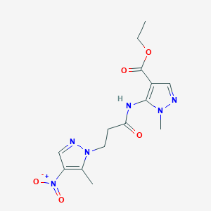 ethyl 1-methyl-5-{[3-(5-methyl-4-nitro-1H-pyrazol-1-yl)propanoyl]amino}-1H-pyrazole-4-carboxylate