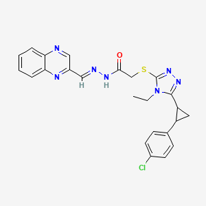 molecular formula C24H22ClN7OS B10949225 2-({5-[2-(4-chlorophenyl)cyclopropyl]-4-ethyl-4H-1,2,4-triazol-3-yl}sulfanyl)-N'-[(E)-quinoxalin-2-ylmethylidene]acetohydrazide 