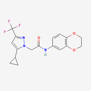 2-[5-cyclopropyl-3-(trifluoromethyl)-1H-pyrazol-1-yl]-N-(2,3-dihydro-1,4-benzodioxin-6-yl)acetamide