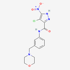 molecular formula C15H16ClN5O4 B10949236 4-chloro-N-[3-(morpholin-4-ylmethyl)phenyl]-5-nitro-1H-pyrazole-3-carboxamide 