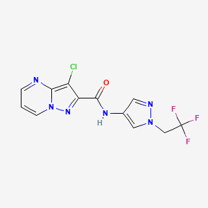 molecular formula C12H8ClF3N6O B10949250 3-chloro-N-[1-(2,2,2-trifluoroethyl)-1H-pyrazol-4-yl]pyrazolo[1,5-a]pyrimidine-2-carboxamide 