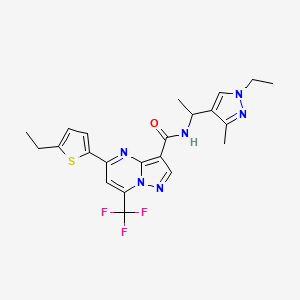 molecular formula C22H23F3N6OS B10949261 N-[1-(1-ethyl-3-methyl-1H-pyrazol-4-yl)ethyl]-5-(5-ethylthiophen-2-yl)-7-(trifluoromethyl)pyrazolo[1,5-a]pyrimidine-3-carboxamide 