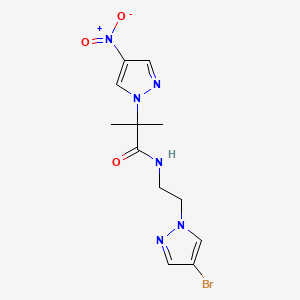 molecular formula C12H15BrN6O3 B10949306 N-[2-(4-bromo-1H-pyrazol-1-yl)ethyl]-2-methyl-2-(4-nitro-1H-pyrazol-1-yl)propanamide 