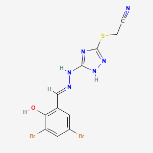 ({5-[(2E)-2-(3,5-dibromo-2-hydroxybenzylidene)hydrazinyl]-4H-1,2,4-triazol-3-yl}sulfanyl)acetonitrile